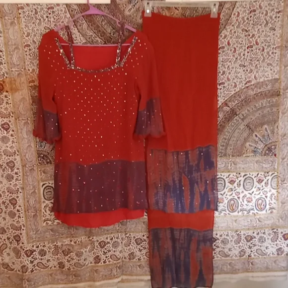 Rust And Purple Tye Dyed Tunic - Picture 1 of 9